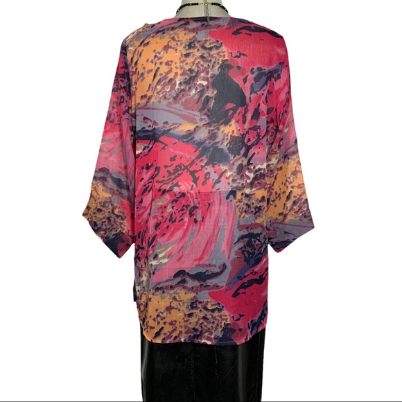 FOLIA Pink Multicoloured  3/4 Sleeves  Long Blouse Size M - Picture 2 of 8